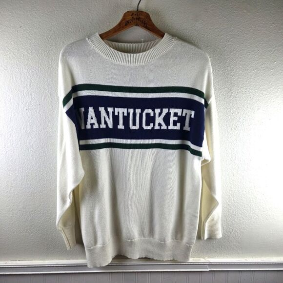 Moonrise Other - Men's Moonrise Nantucket White Oversized Pull Over Sweater Size Small